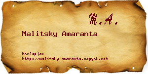 Malitsky Amaranta névjegykártya